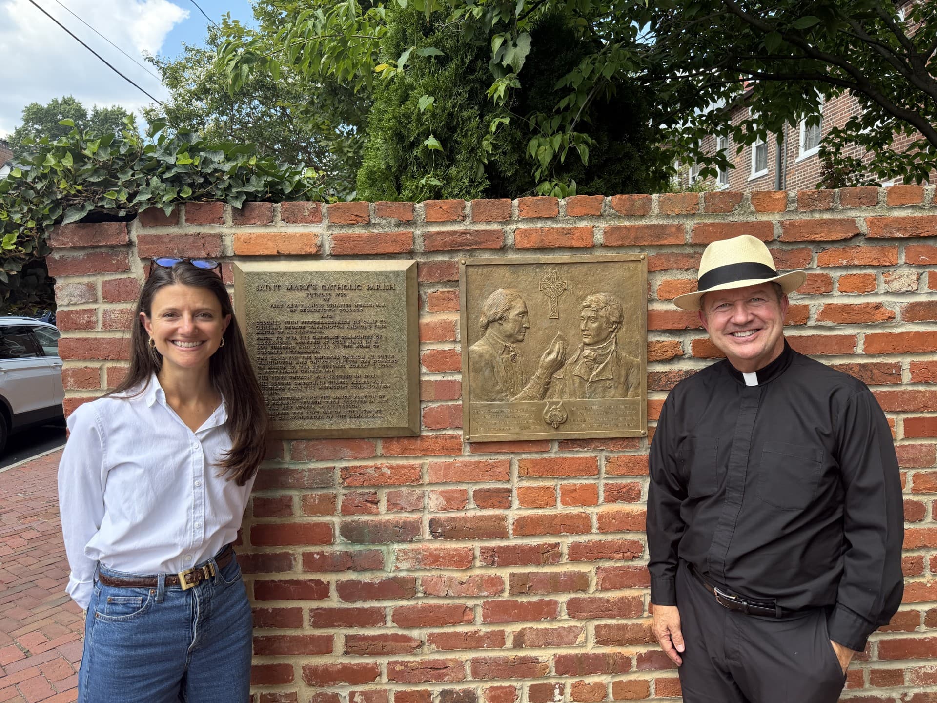Bronze relief honours George Washington’s donation to Virginia’s first Catholic parish
